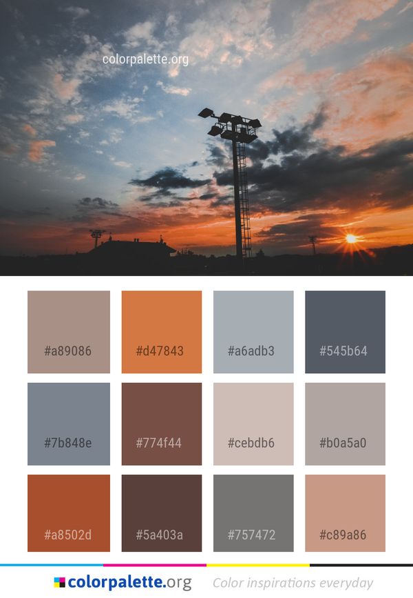 Sky Cloud Afterglow Color Palette