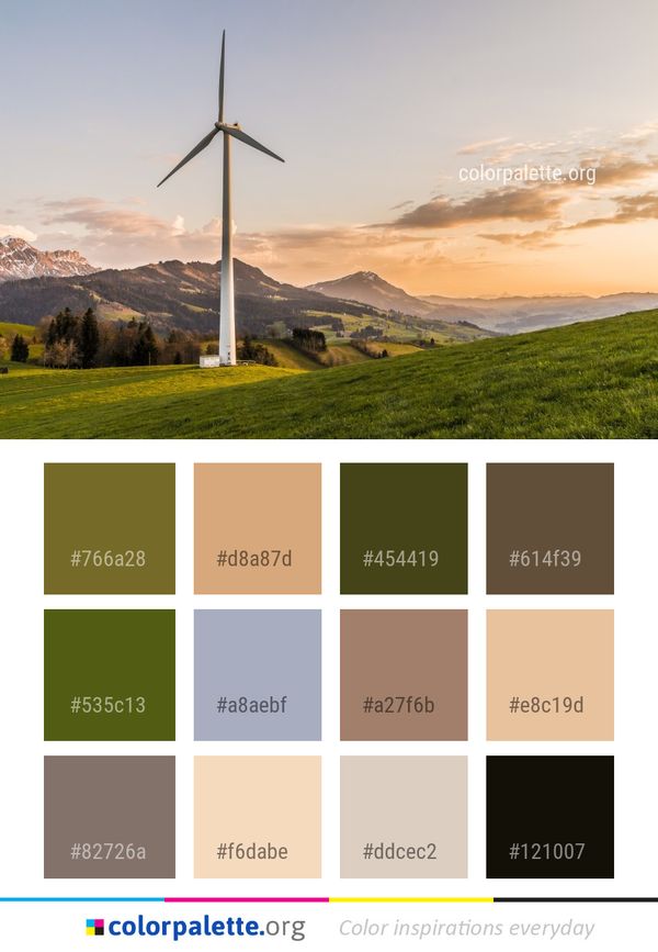 Wind Turbine Farm Sky Color Palette