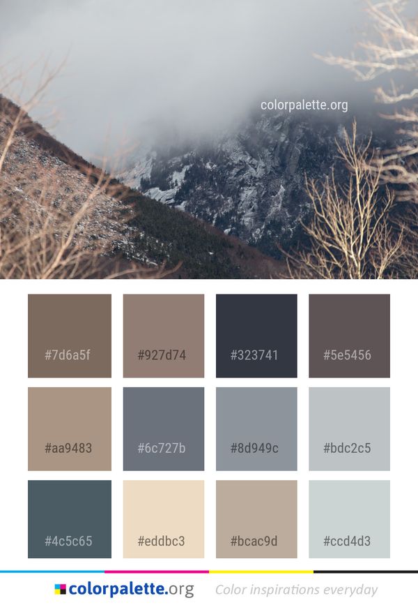 Mountainous Landforms Mountain Winter Color Palette