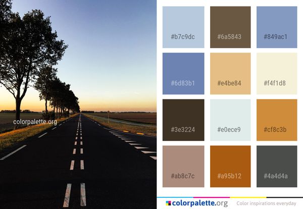 Road Sky Lane Color Palette