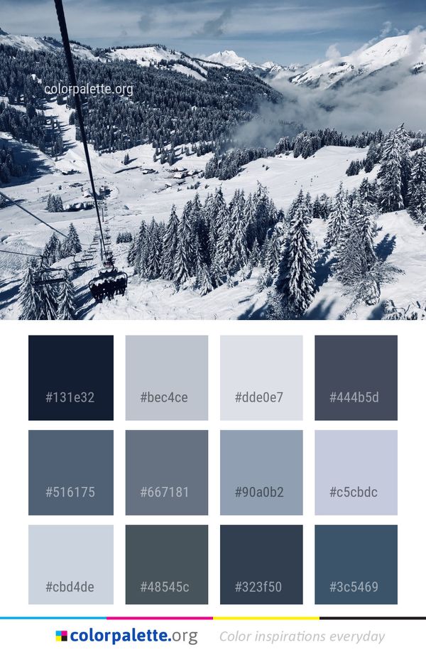 Winter Snow Mountain Range Color Palette