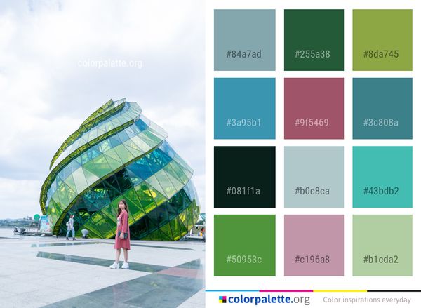 Green Architecture Water Color Palette