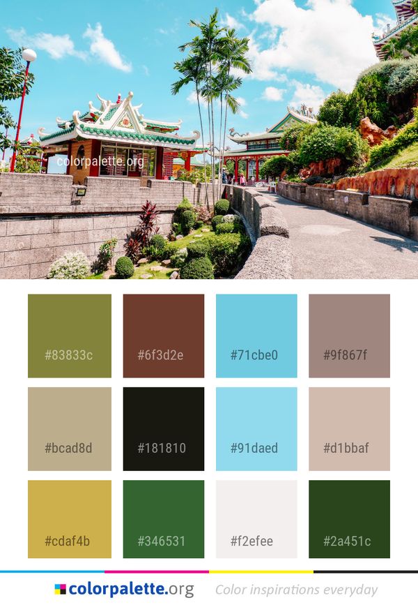Chinese Architecture Landmark Plant Color Palette