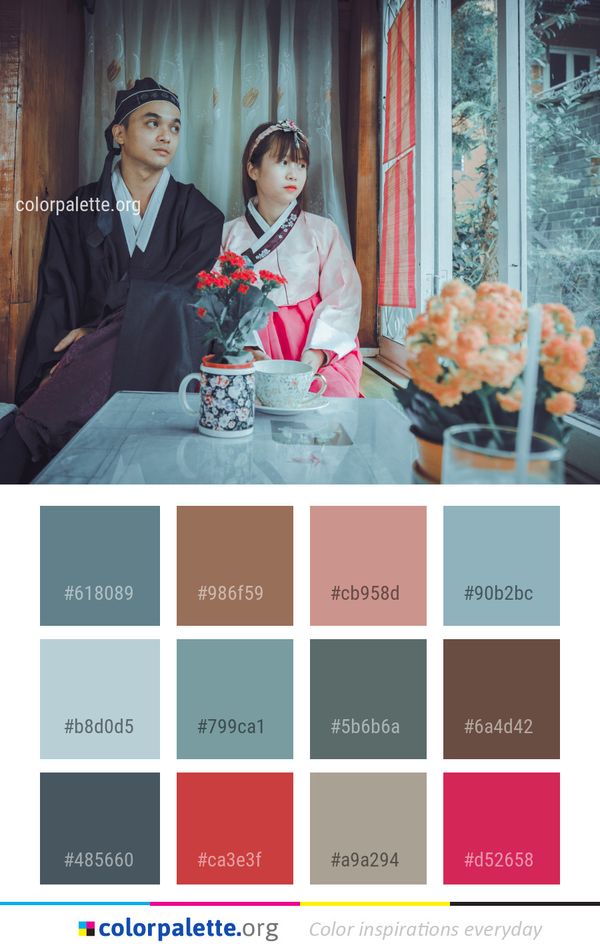 Woman Flower Girl Color Palette