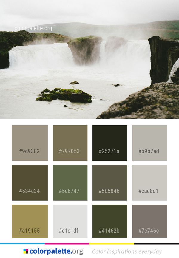 Waterfall Nature Water Color Palette