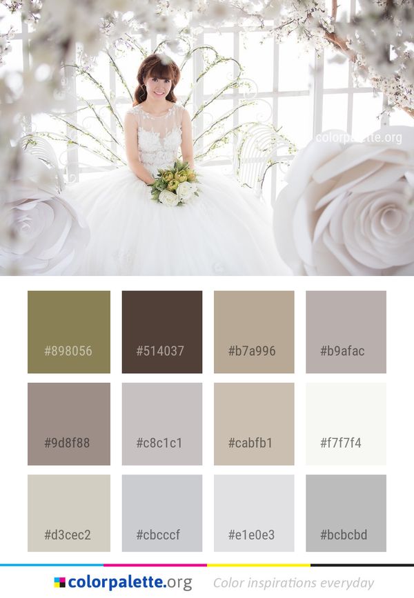 Flower Gown Bride Color Palette