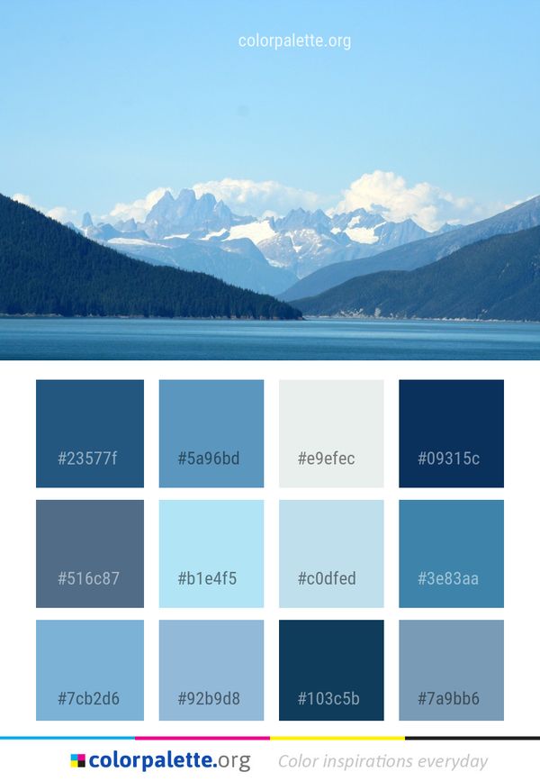 Sky Mountainous Landforms Water Color Palette