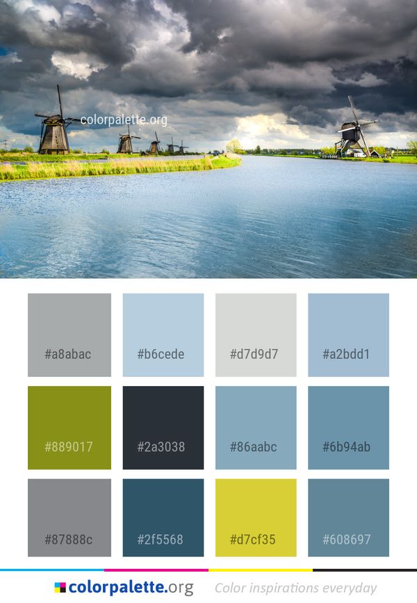 Windmill Waterway Sky Color Palette