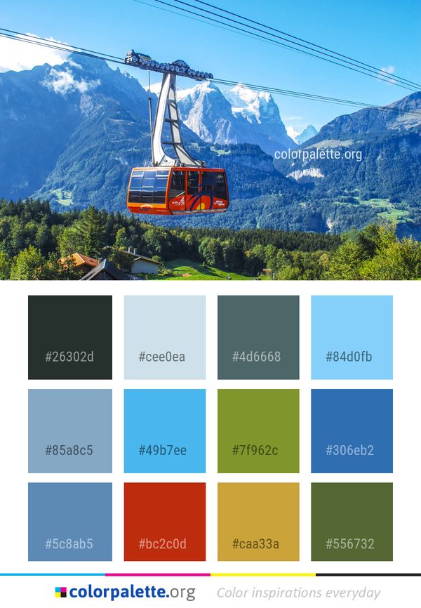 Mountain Range Blue Cable Car Color Palette
