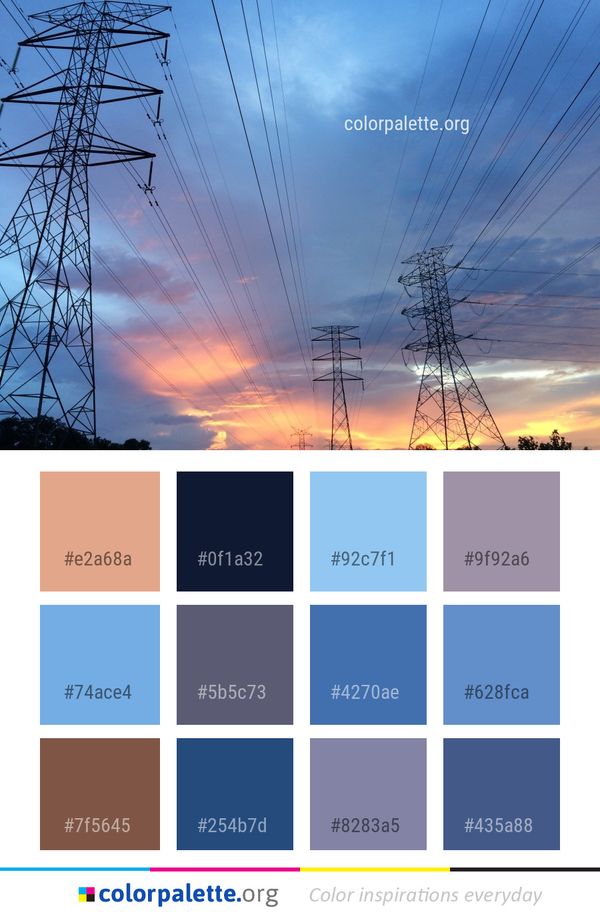 Sky Overhead Power Line Electricity Color Palette