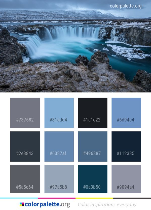Waterfall Nature Water Color Palette