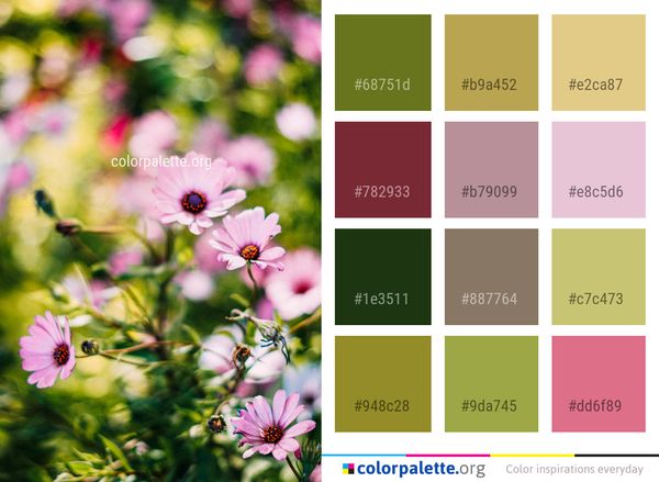 Flower Pink Green Color Palette