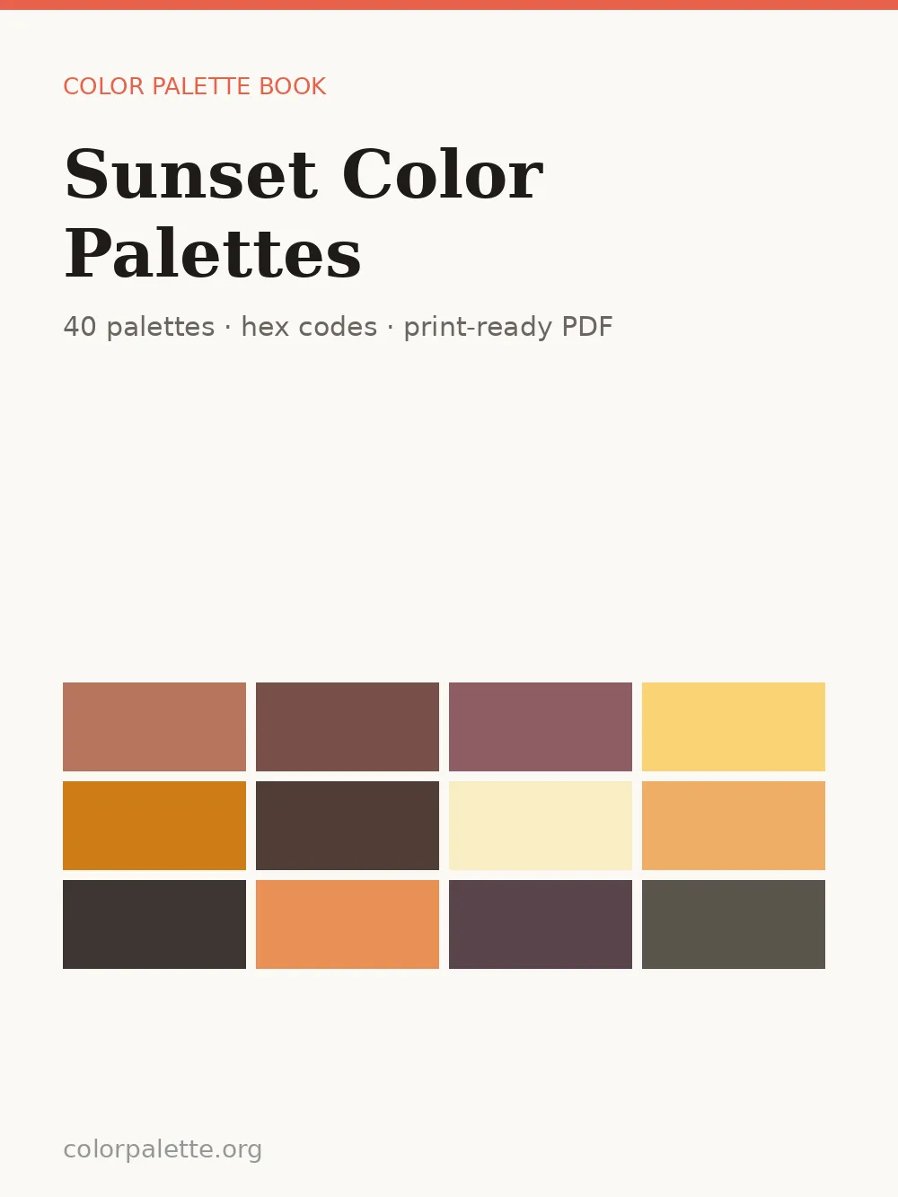 Sunset Color Palettes — Digital Book