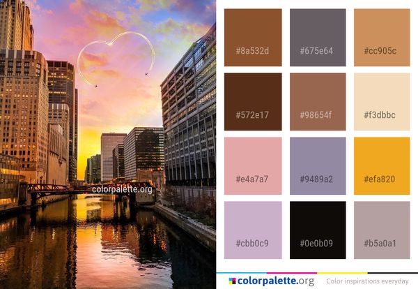 Reflection Cityscape Waterway Color Palette