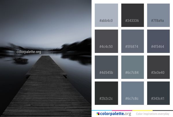 Reflection Water Black And White Color Palette