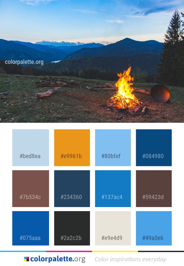 Wilderness Campfire Mountainous Landforms Color Palette