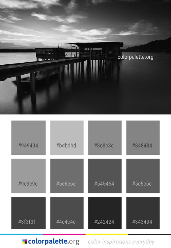 Reflection Water Black And White Color Palette