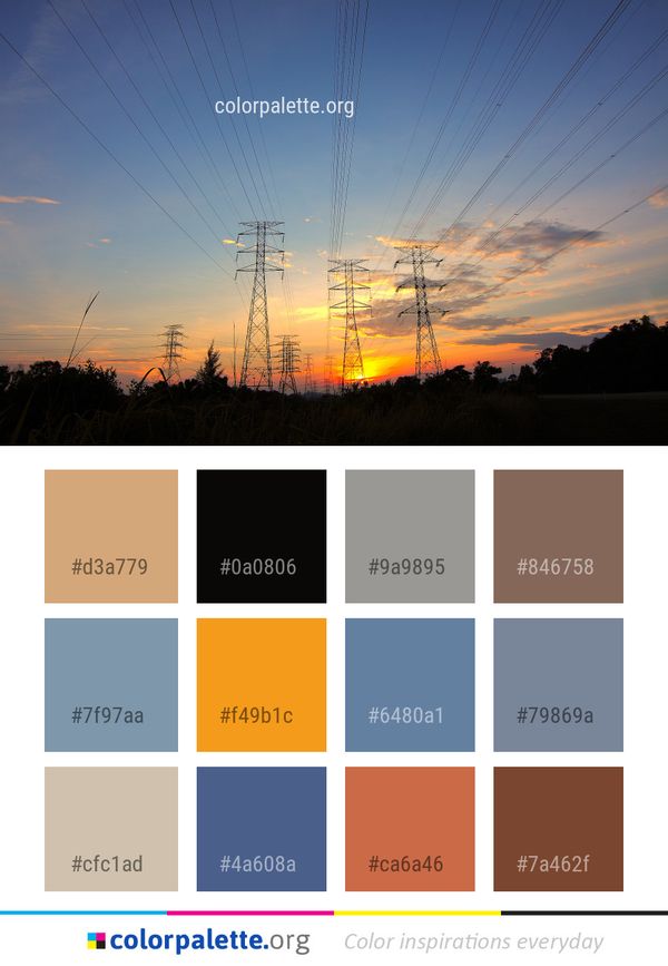 Sky Overhead Power Line Afterglow Color Palette