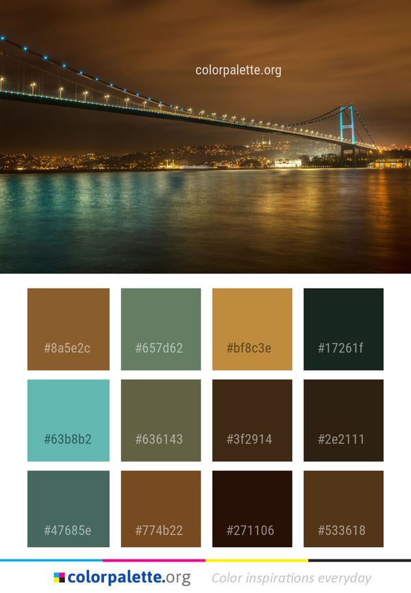 Bridge Cityscape Night Color Palette