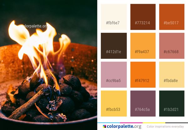 Flame Fire Macro Photography Color Palette