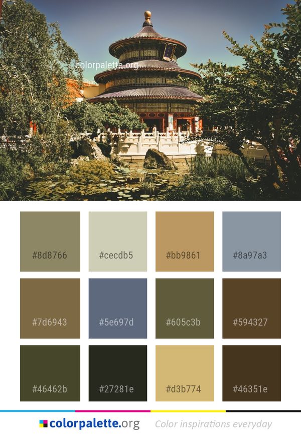 Chinese Architecture Nature Landmark Color Palette