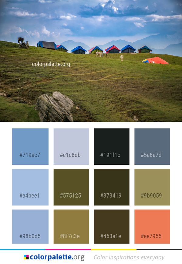 Grassland Sky Mountainous Landforms Color Palette