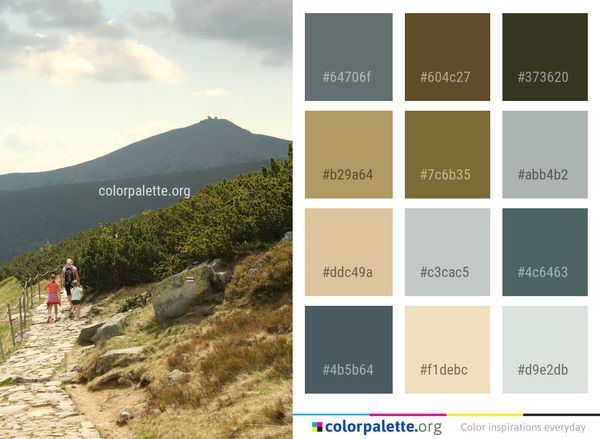 Mountainous Landforms Ridge Sky Color Palette