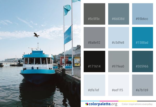 Waterway Ferry Water Transportation Color Palette
