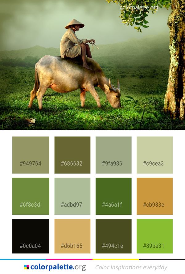 Grass Cattle Like Mammal Pasture Color Palette