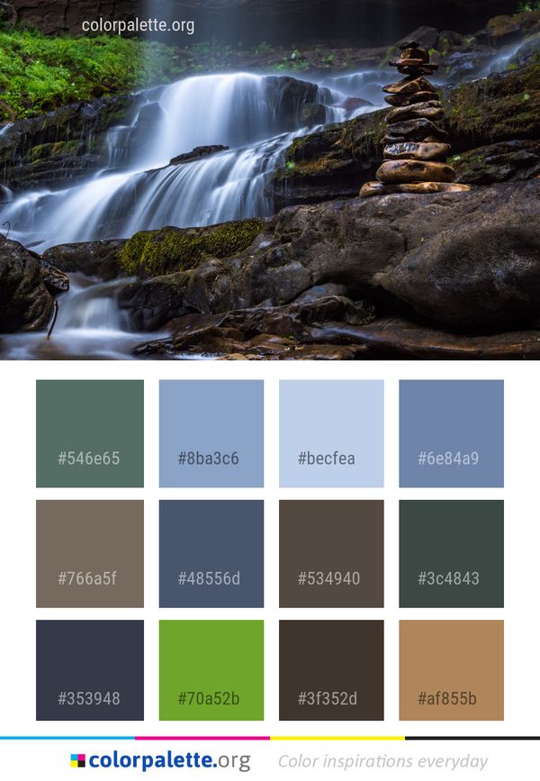 Waterfall Water Nature Color Palette