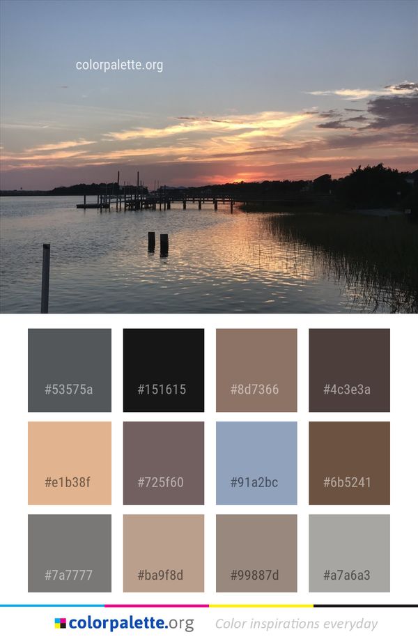 Sky Waterway Sunset Color Palette
