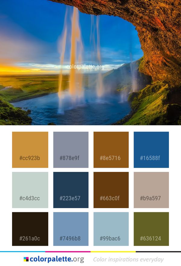 Waterfall Nature Body Of Water Color Palette