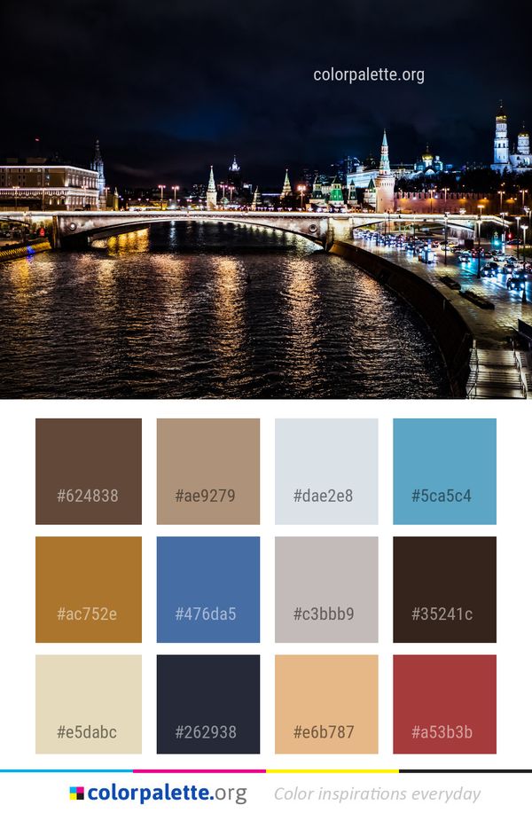 Cityscape Night Waterway Color Palette