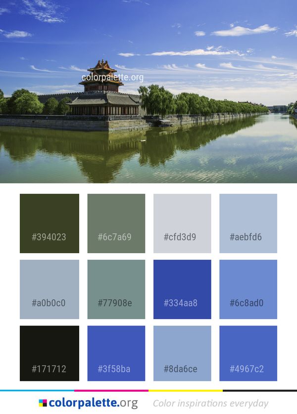 Chinese Architecture Waterway Reflection Color Palette